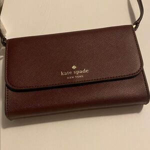 ♠️ NWT Kate Spade Deep Berry Burgundy Small Flap Brynn Saffiano 7"W 4.6"H